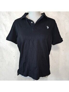U.S. Polo Assn Small Black Polo Shirt Womens Cotton Short Sleeve Classic Logo